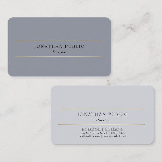 カスタムプロフェッショナルグモダンレー金ゴールドエレガント 名刺 (正面/裏面)