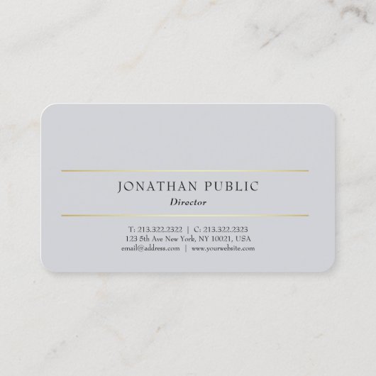 カスタムプロフェッショナルグモダンレー金ゴールドエレガント 名刺 (裏面)