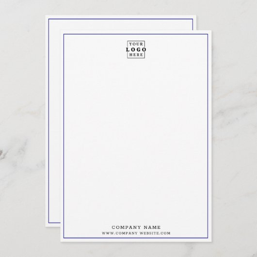 カスタムプロフェッショナルブルー縁ど ノートカード (正面/裏面)