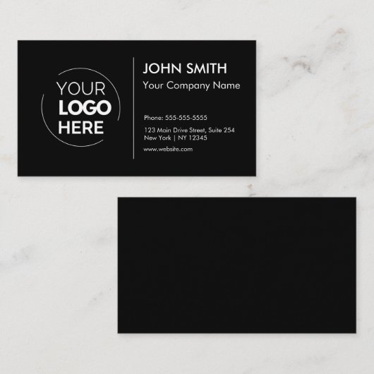 カスタムプロフェッショナルミニマルモダンリストブラック 名刺 (正面/裏面)