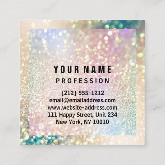 カスタムプロフェッショナルメイクアップアーティストグリッター スクエア名刺 (裏面)