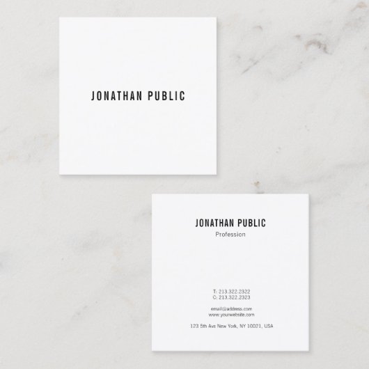 カスタムプロフェッショナルモダンミニマルテンプレート スクエア名刺 (正面/裏面)