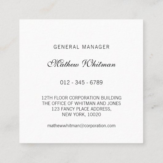 カスタムプロフェッショナル会社 スクエア名刺 (裏面)