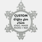 カスタムプータースノーフレークペット記念オーナメント スノーフレークピューターオーナメント (正面)