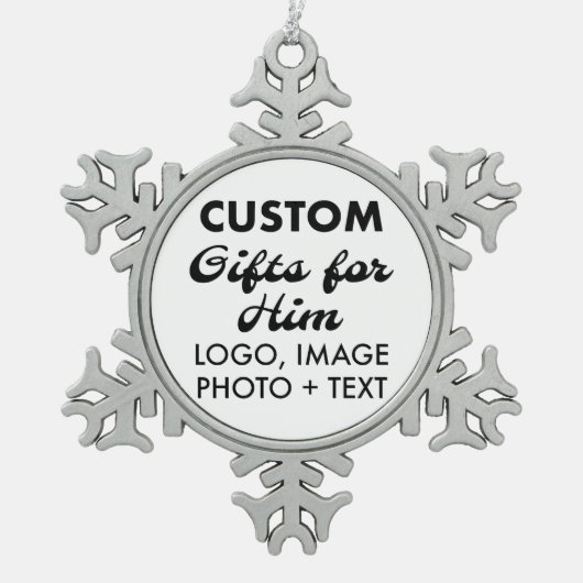 カスタムプータースノーフレークペット記念オーナメント スノーフレークピューターオーナメント (正面)