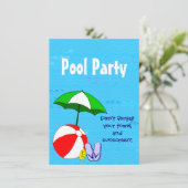 カスタムプールパーティースイミングテーマ招待状 招待状 (スタンド正面)