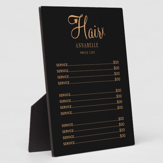 カスタムヘアサロンのロゴの価格表 フォトプラーク (側面)