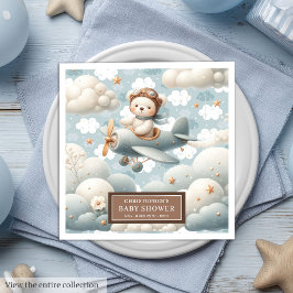 カスタムベイビーシャワーナプキンズテディベアパイロットデザイン