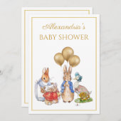 カスタムベイビーシャワーピーターとジョセフィーヌバニー 招待状 (正面/裏面)