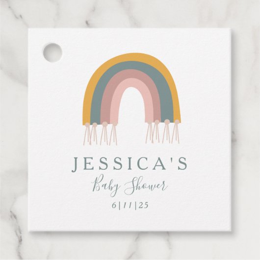 カスタムベイビーシャワーボホレインボーミニマリストミュート フェイバータグ (正面)