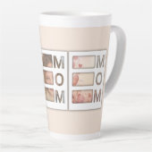 カスタムベストママ3枚フォトグリッドバースデー記念品 カフェラテマグ (右アングル)