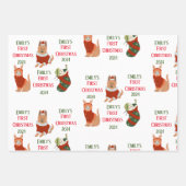 カスタムベビーの初めてのクリスマスペット ラッピングペーパーシート (正面)