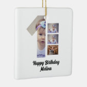 カスタムベビーの最初の誕生日4 Photo collage セラミックオーナメント (右)