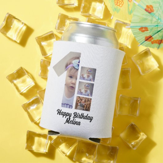 カスタムベビーの最初の誕生日4 Photo collage 缶クーラー (インサイチュ 夏)