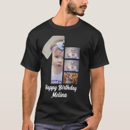 カスタムベビーの最初の誕生日4 Photo collage Tシャツ