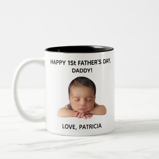 カスタムベビーの父の日フォトギフト ツートーンマグカップ (左)