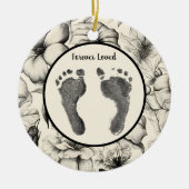 カスタムベビーの足プリントソフトフローラトリビュート セラミックオーナメント (正面)