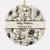 カスタムベビーの足プリントソフトフローラトリビュート セラミックオーナメント (裏面)
