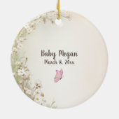 カスタムベビーの足プリントワイルドフラワーメモリ セラミックオーナメント (裏面)