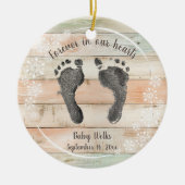 カスタムベビーの足プリント雪片メモリ セラミックオーナメント (正面)