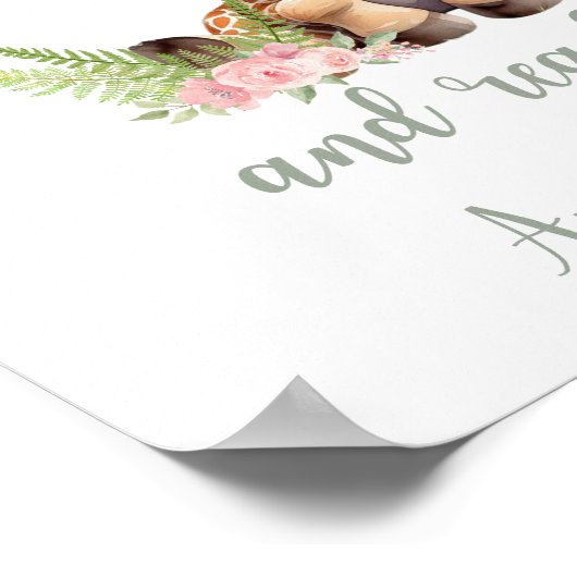 カスタムベビーガールサファリ子供部屋かわいいキリン ポスター (角)