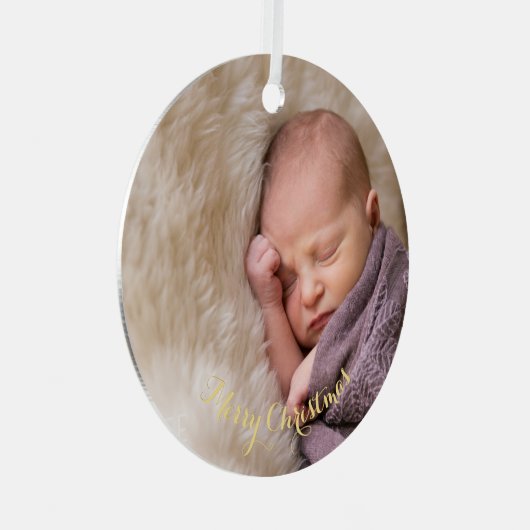 カスタムベビーガールボーイ第1回クリスマスフォトDIY メタルオーナメント (正面右)