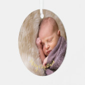カスタムベビーガールボーイ第1回クリスマスフォトDIY メタルオーナメント (正面左)
