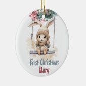 カスタムベビーガール初めてのクリスマスオーナメント セラミックオーナメント (右)