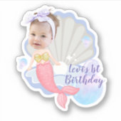 カスタムベビーガール誕生日ステッカー1stパーティーの好意 シール (正面)