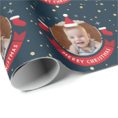 カスタムベビーサンタハットクリスマスホリデー ラッピングペーパー (ロールコーナー)