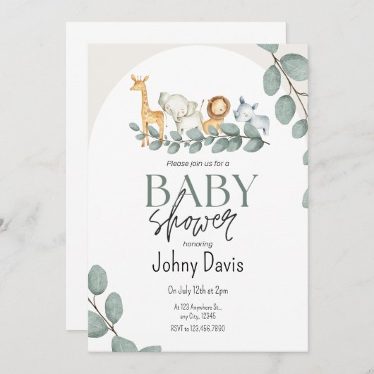 カスタムベビーシャワーお祝い招待状 招待状 (正面/裏面)