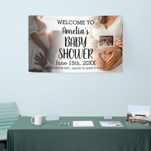 カスタムベビーシャワーバナー 2枚の写真でおめでとう 横断幕 (トレードショー)