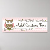 カスタムベビーシャワーフクロウ旗 ポスター (正面)