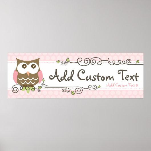 カスタムベビーシャワーフクロウ旗 ポスター (正面)