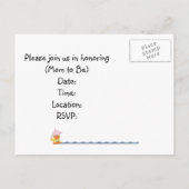 カスタムベビーシャワー招待状ピンクのアヒル雨 インビテーションポストカード (裏面)