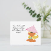 カスタムベビーシャワー招待状ピンクのアヒル雨 インビテーションポストカード (スタンド正面)