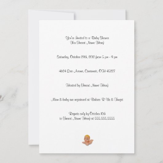 カスタムベビーシャワー招待状 招待状 (裏面)