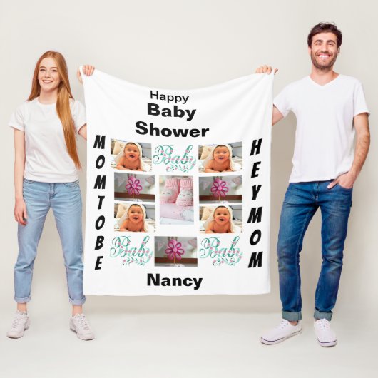 カスタムベビーシャワー11フォトコラージュ フリースブランケット (インサイチュ)