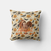 カスタムベビーハロウィンのカボチャ付き写真枕 クッション (正面)