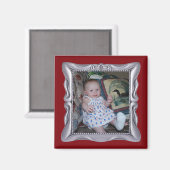 カスタムベビーフォトファンシーシルバーフレーム追加フォト マグネット (正面/裏面)