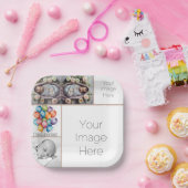 カスタムベビーフォト紙プレート – 茶色のフレーム ペーパープレート (パーティー)