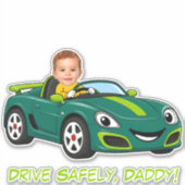 カスタムベビーフォト ドライブ安全に Daddy カートゥーン シール (正面)