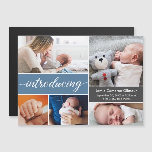 カスタムベビーブルー紹介フォトコラージュスタイリッシュ (正面/裏面)