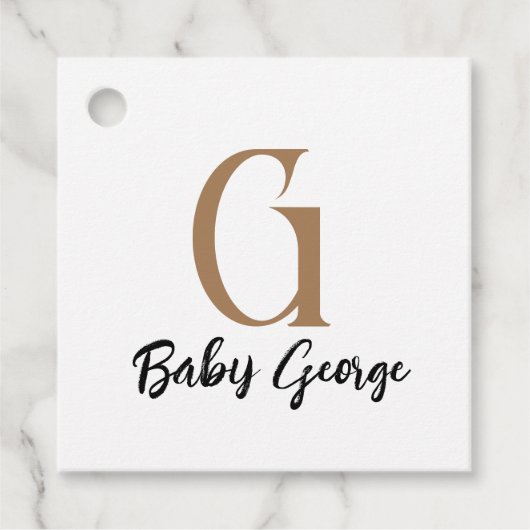 カスタムベビーユニセックスモノグラム名ミニマル フェイバータグ (正面)