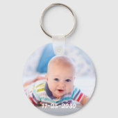 カスタムベビー写真パーソナライズされた名と誕生日 キーホルダー (裏面)