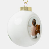 カスタムベビー写真マイ初めてのクリスマス金ゴールドスクリプト セラミックボールオーナメント (左)