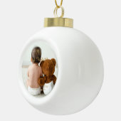 カスタムベビー写真マイ初めてのクリスマス金ゴールドスクリプト セラミックボールオーナメント (右)