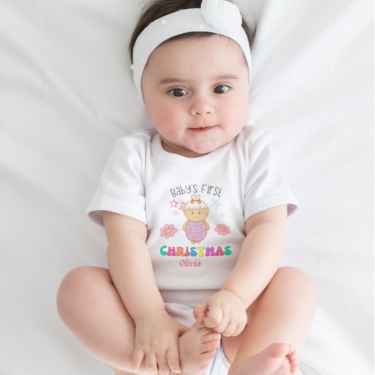 カスタムベビー初めてのクリスマスかわいい人形スター ベビーボディスーツ
