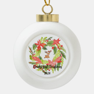 カスタムベビー名セラミッククリスマスオーナメント セラミックボールオーナメント