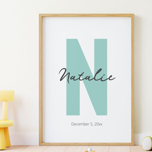 カスタムベビー名・誕生日ボホモダンー ポスター